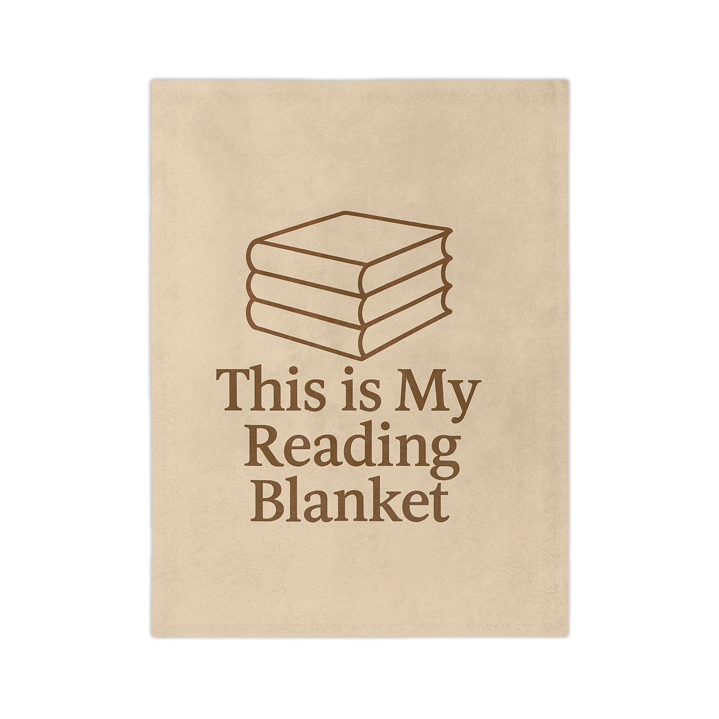 This Is My Reading Blanket beige velveteen reading blanket with stack of books design for cozy reading nooks