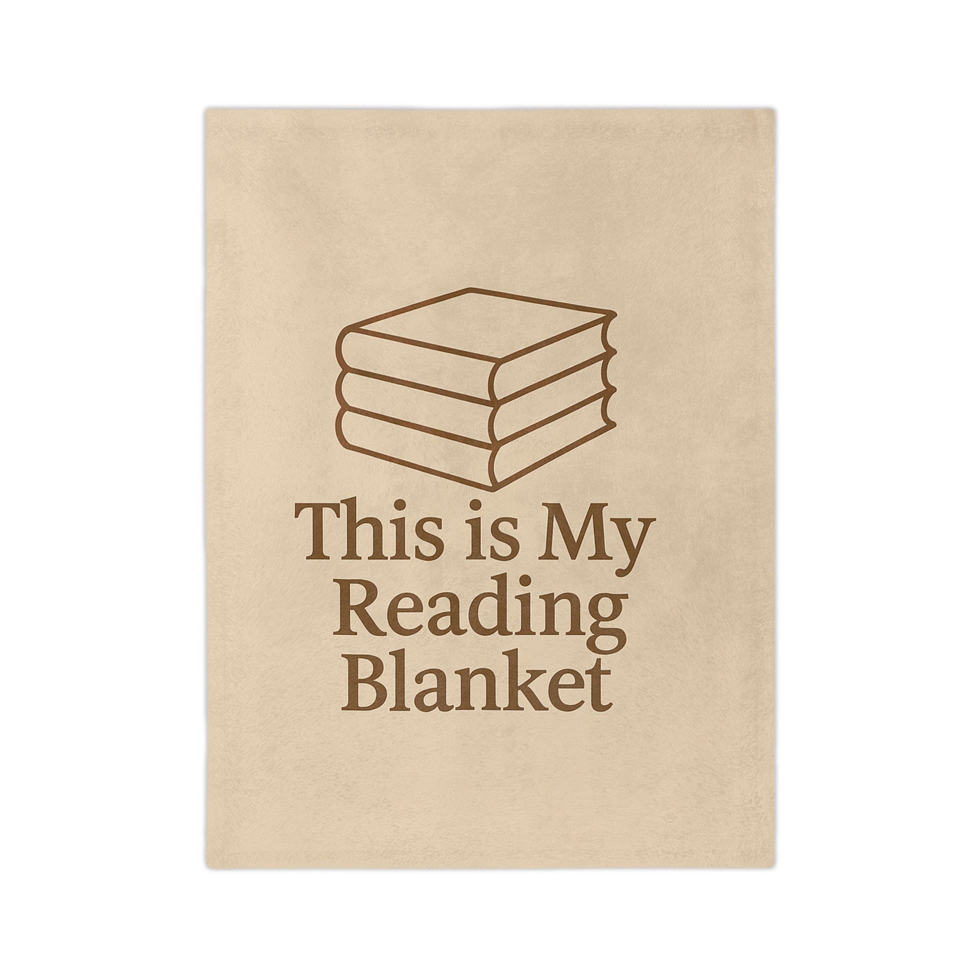 This Is My Reading Blanket beige velveteen reading blanket with stack of books design for cozy reading nooks