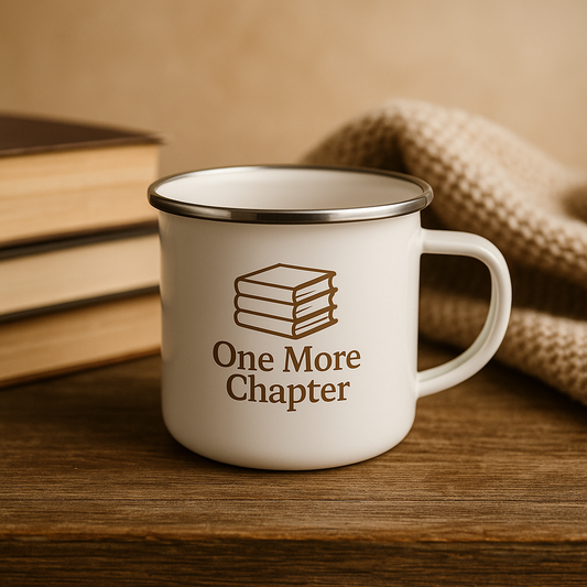 Cozy Reading Nook Enamel Mug – “One More Chapter” Book Lover Gift (12oz, Under $25)